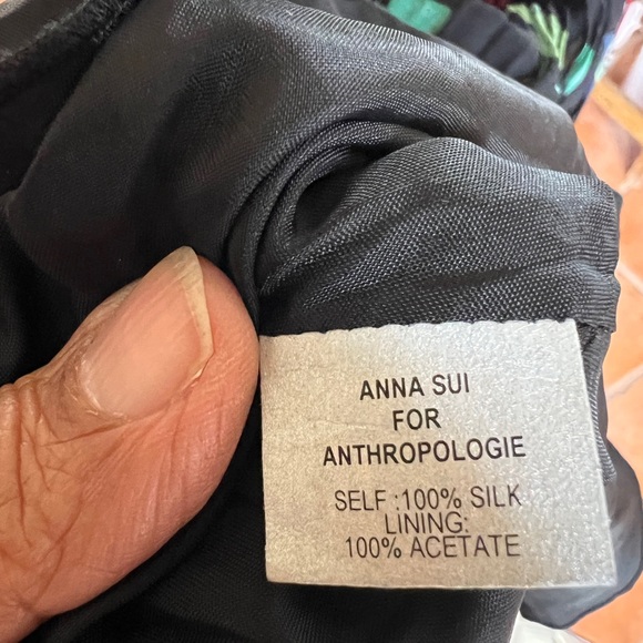 Anna Sui Anthropologie Silk Butterfly Dress Ruched Fairycore Whimsy Goth 2 - Picture 5 of 6